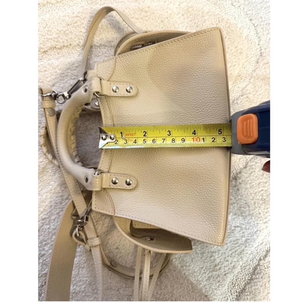 Auth LIKE NEW Balenciaga Neo mini Cream calfskin Leather Handbag 2 way strap - Picture 12 of 14